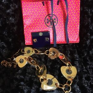 TORY BURCH new super chunky corazón necklace set